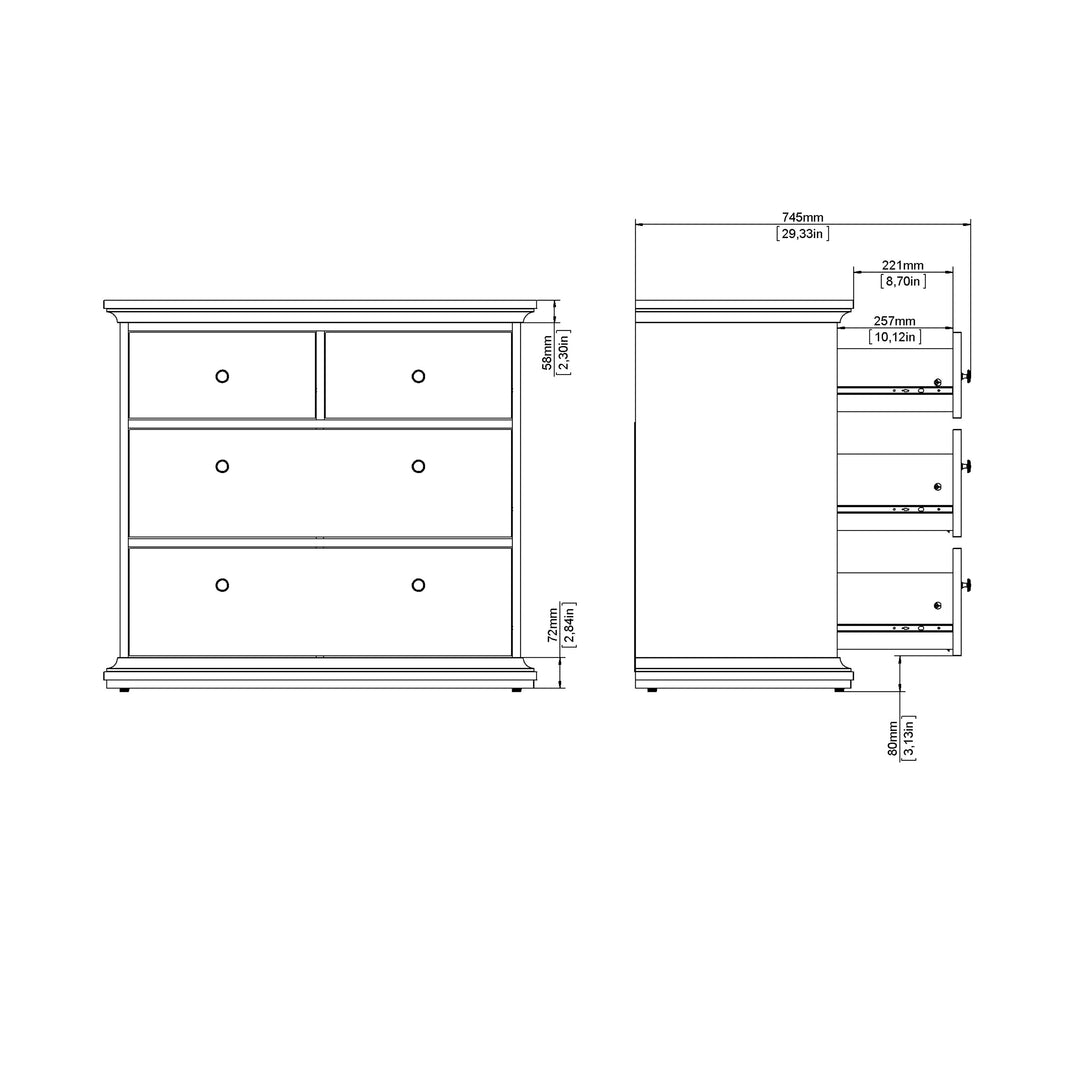 Paris Double Bed Frame 140 x 200cm in White Finish