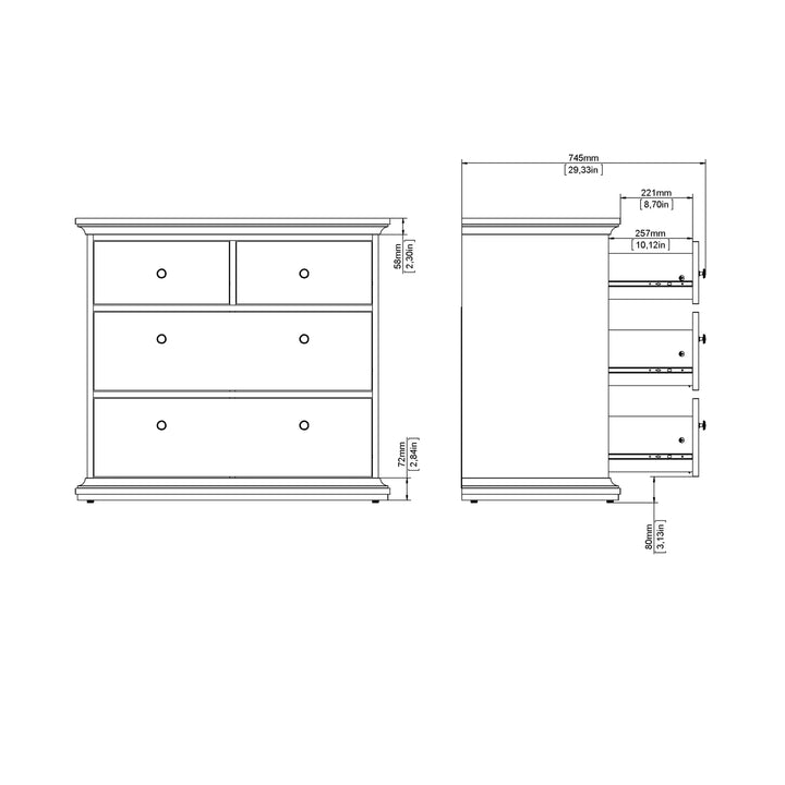 Paris Double Bed Frame 140 x 200cm in White Finish