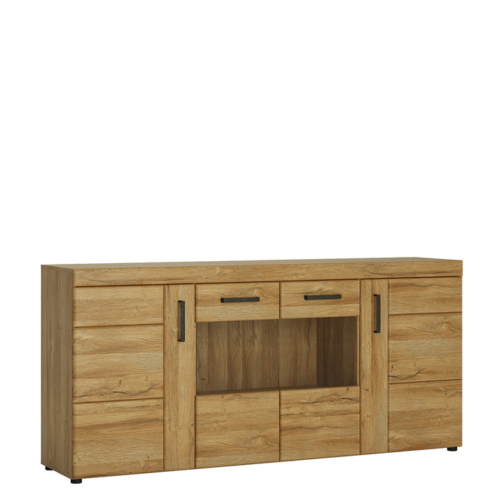 4 Door Wide Glazed Sideboard in Grandson Oak Cortina Collection