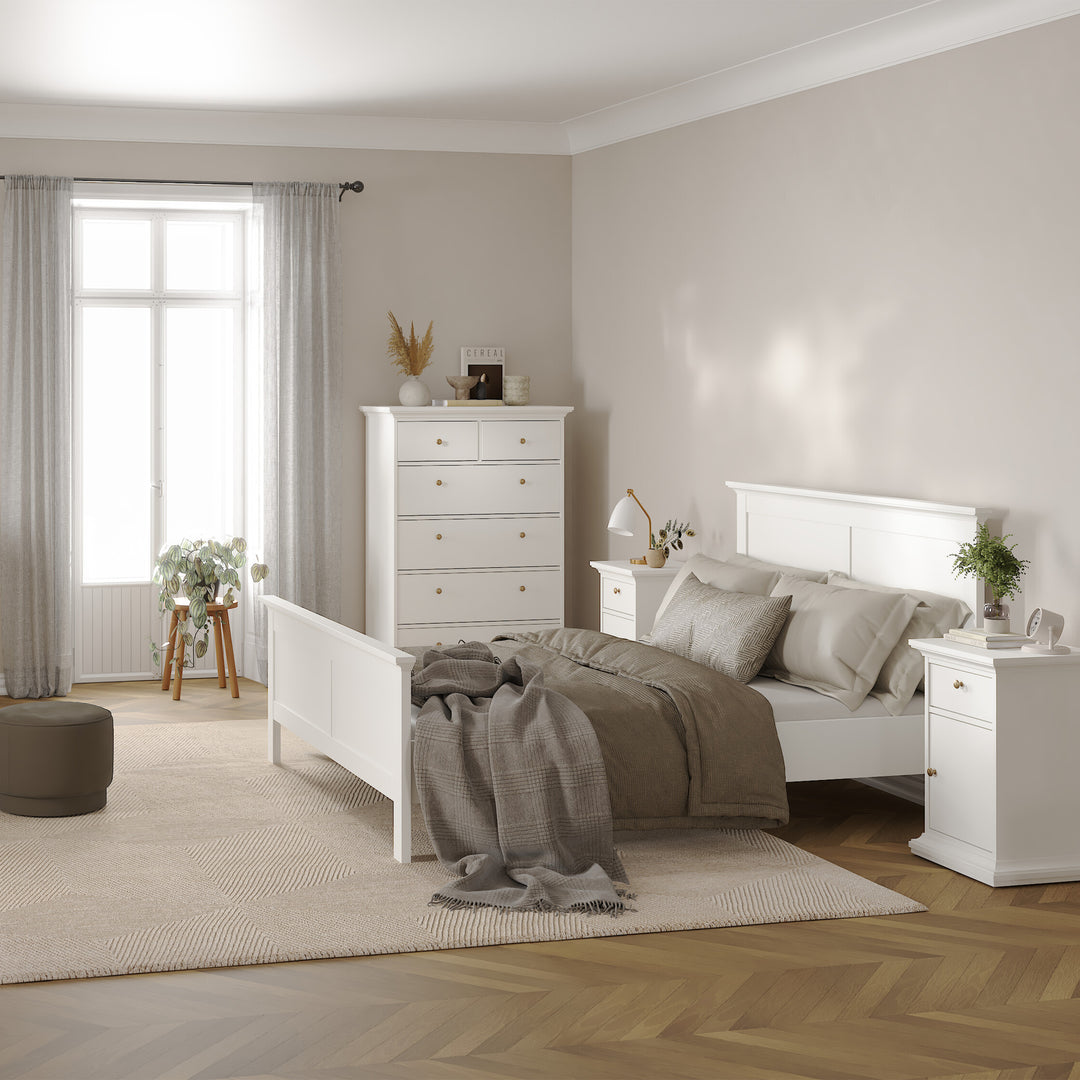 Paris Double Bed Frame 140 x 200cm in White Finish