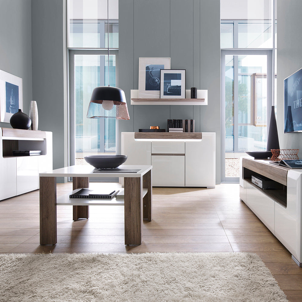 Toronto 3 Door Sideboard with Open Shelving and Plexi Lighting