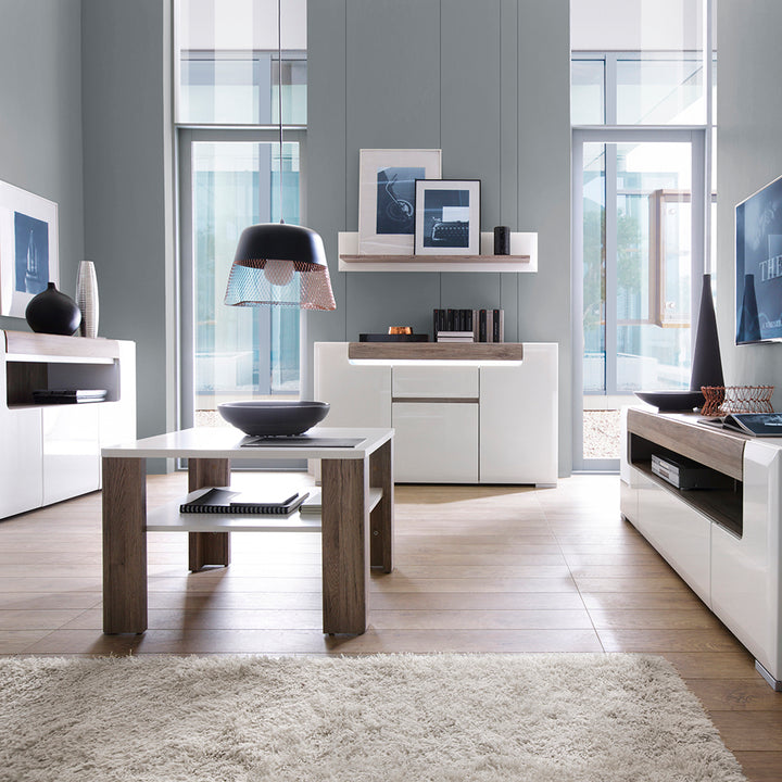 Toronto 3 Door Sideboard with Open Shelving and Plexi Lighting