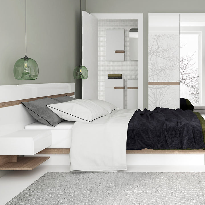Chelsea Bedroom Kingsize Bed Frame with Lift-Up Storage in White & Oak Trim