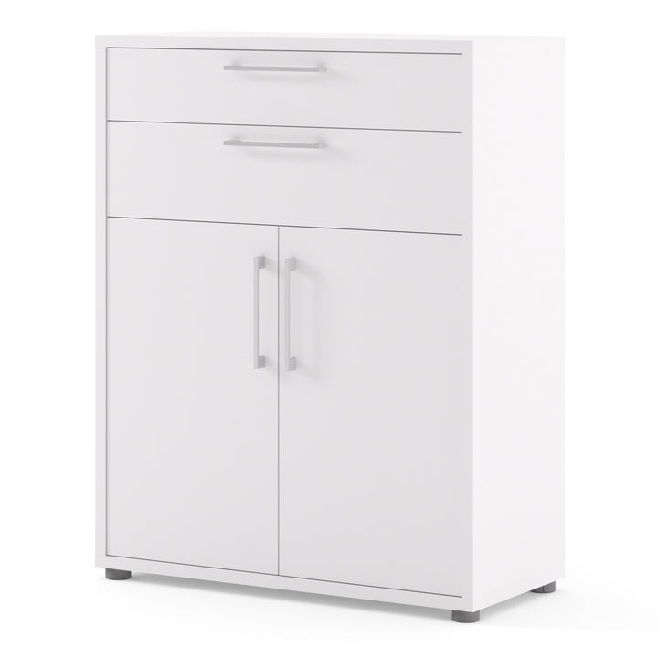 Prima Bookcase with Drawers and Doors in White