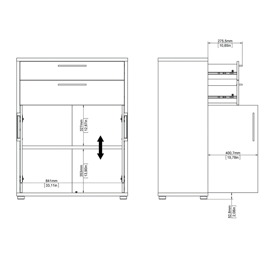 Prima Bookcase with Drawers and Doors in White