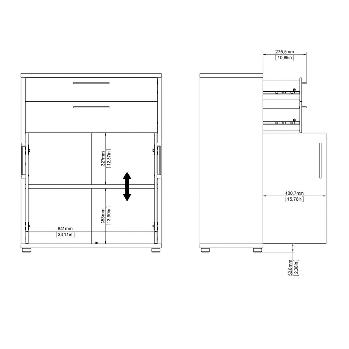Prima Bookcase with Drawers and Doors in White