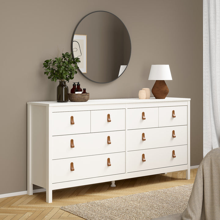 Barcelona Double Dresser 4+4 Drawers in White Finish