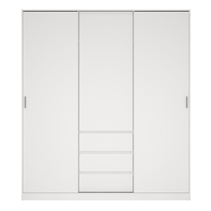 Naia Wardrobe with 2 Sliding Doors + 1 Door + 3 Drawers in White