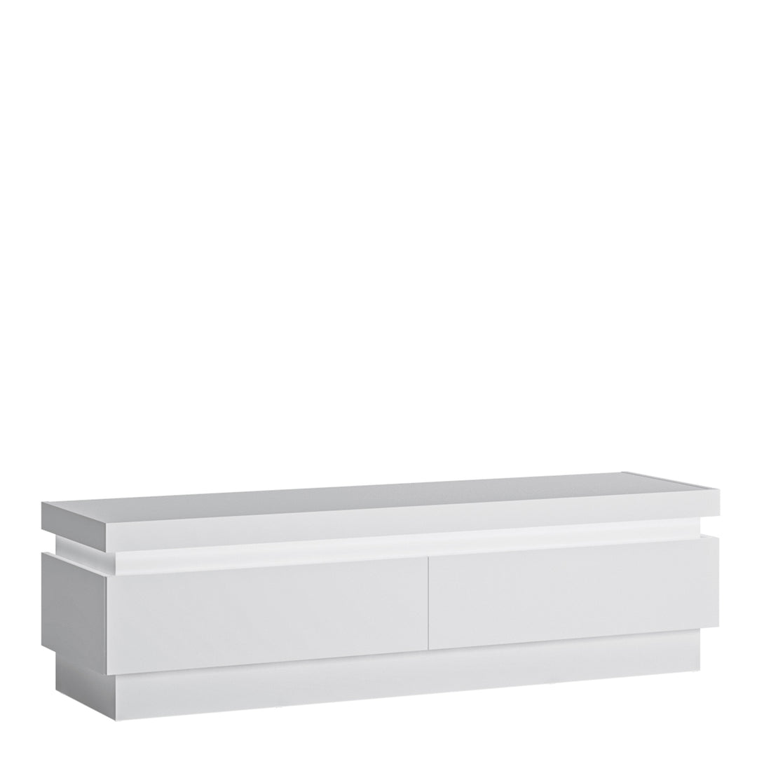 Lyon 2-Drawer TV Cabinet with LED Lighting in White High Gloss Finish