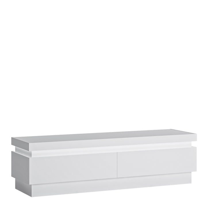 Lyon 2-Drawer TV Cabinet with LED Lighting in White High Gloss Finish