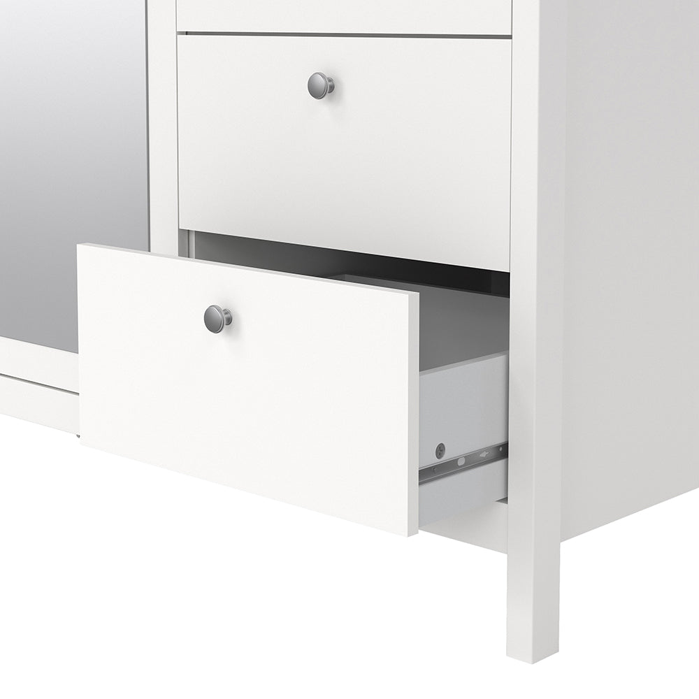Madrid Wardrobe  2 Door + 1 Mirrored Door with 2 Drawers in White Finish