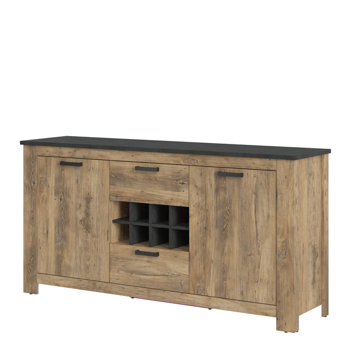 Rapallo Sideboard  Chestnut & Grey with Built-In Wine Rack