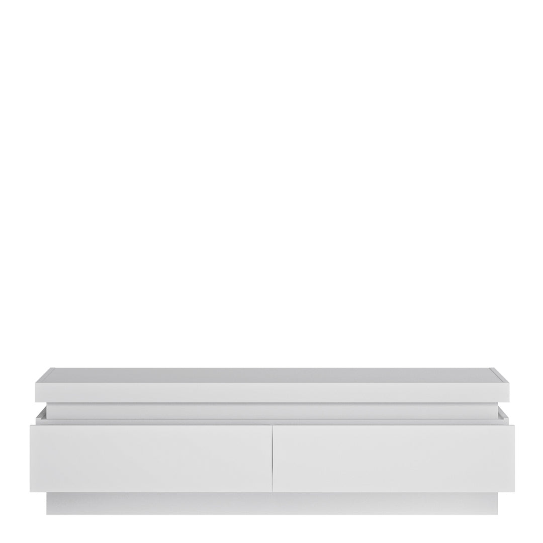 Lyon 2-Drawer TV Cabinet with LED Lighting in White High Gloss Finish
