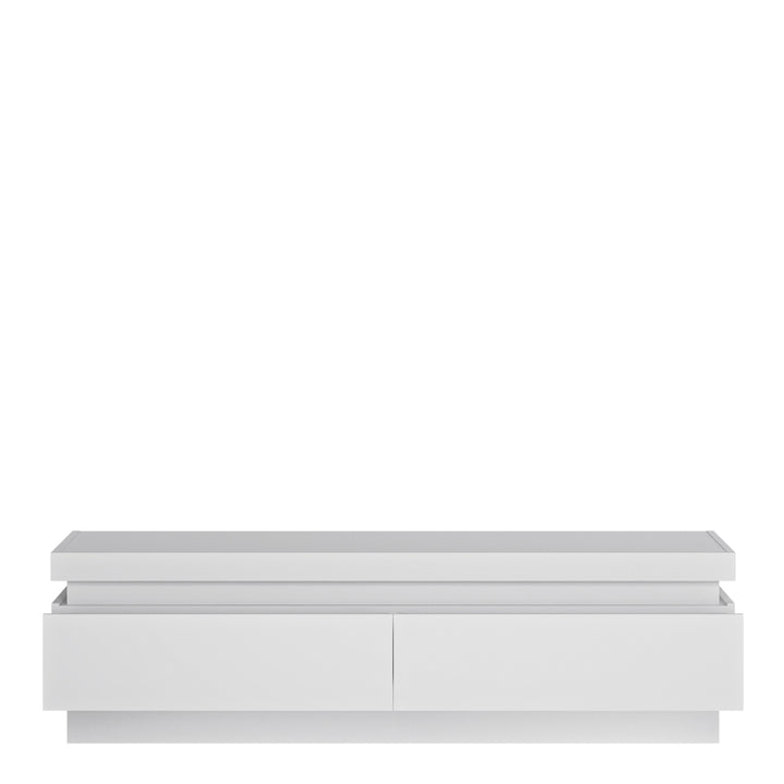 Lyon 2-Drawer TV Cabinet with LED Lighting in White High Gloss Finish