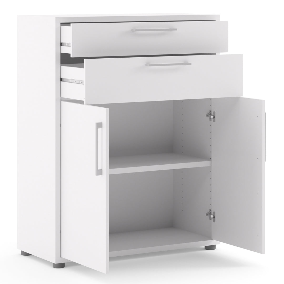 Prima Bookcase with Drawers and Doors in White
