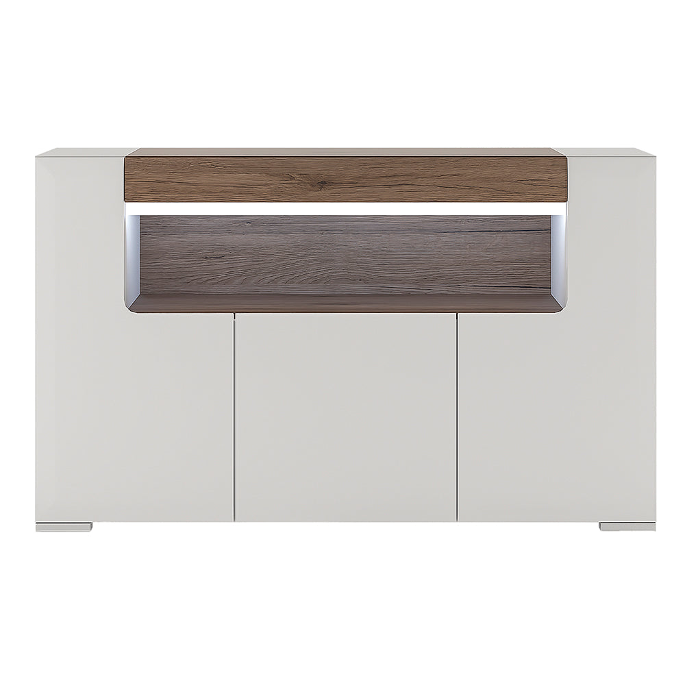 Toronto 3 Door Sideboard with Open Shelving and Plexi Lighting