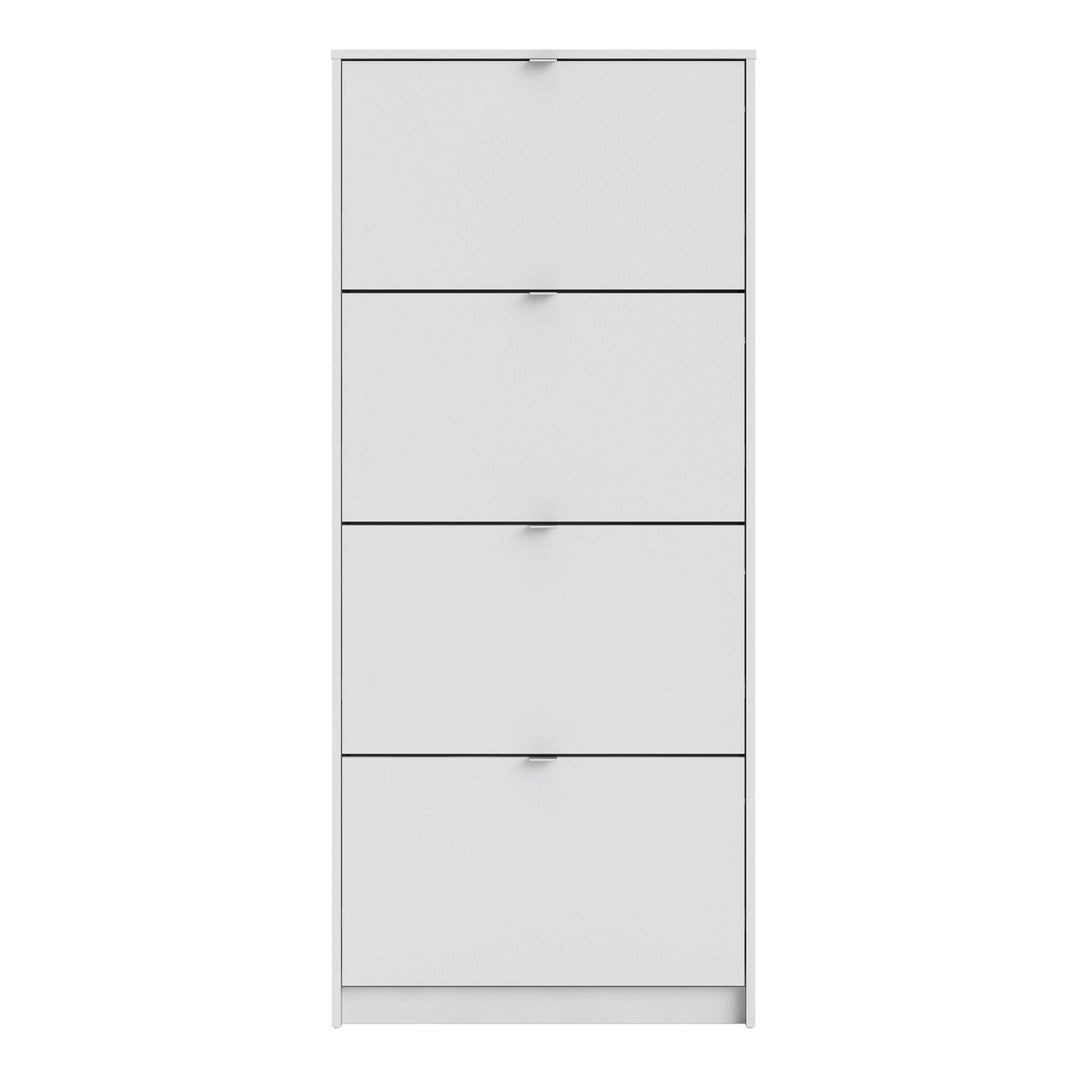 Shoes Cabinet with 4 Flip Doors and 2 Layers in White