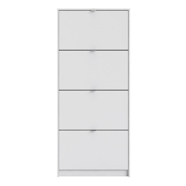 Shoes Cabinet with 4 Flip Doors and 2 Layers in White