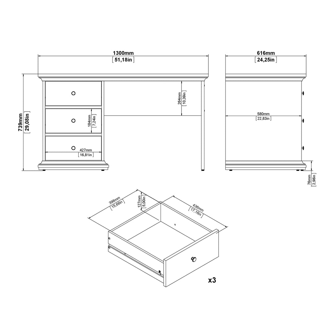 Paris Desk in White