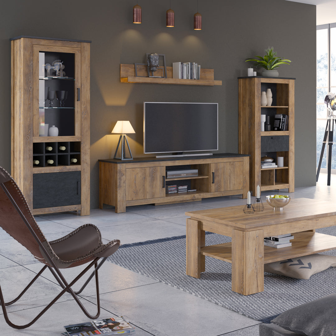 Rapallo Extending Dining Table 160-200cm Chestnut and Matera Grey