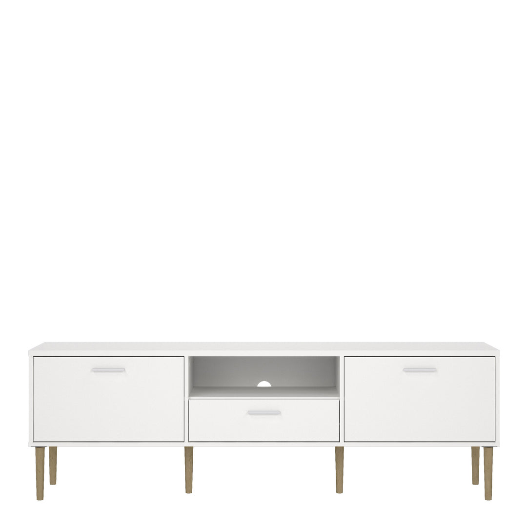 Media TV Unit with 2 Doors and 1 Drawer in White