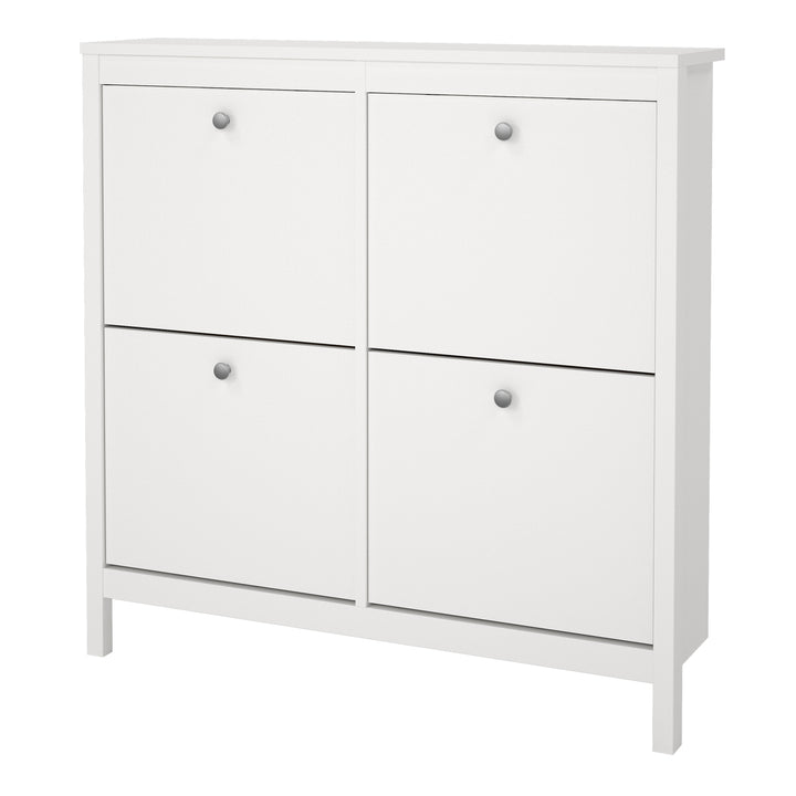 Madrid Shoe Cabinet with 4 Flip-Down Doors in White