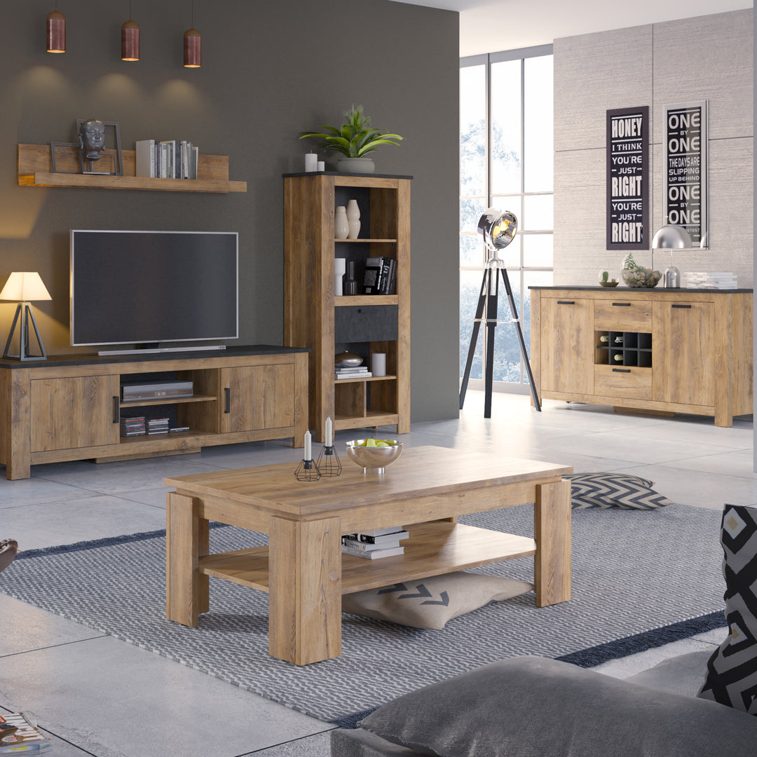 Rapallo Extending Dining Table 160-200cm Chestnut and Matera Grey