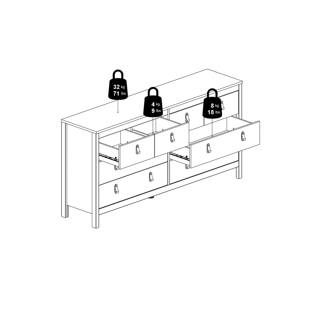 Barcelona Double Dresser 4+4 Drawers in White Finish