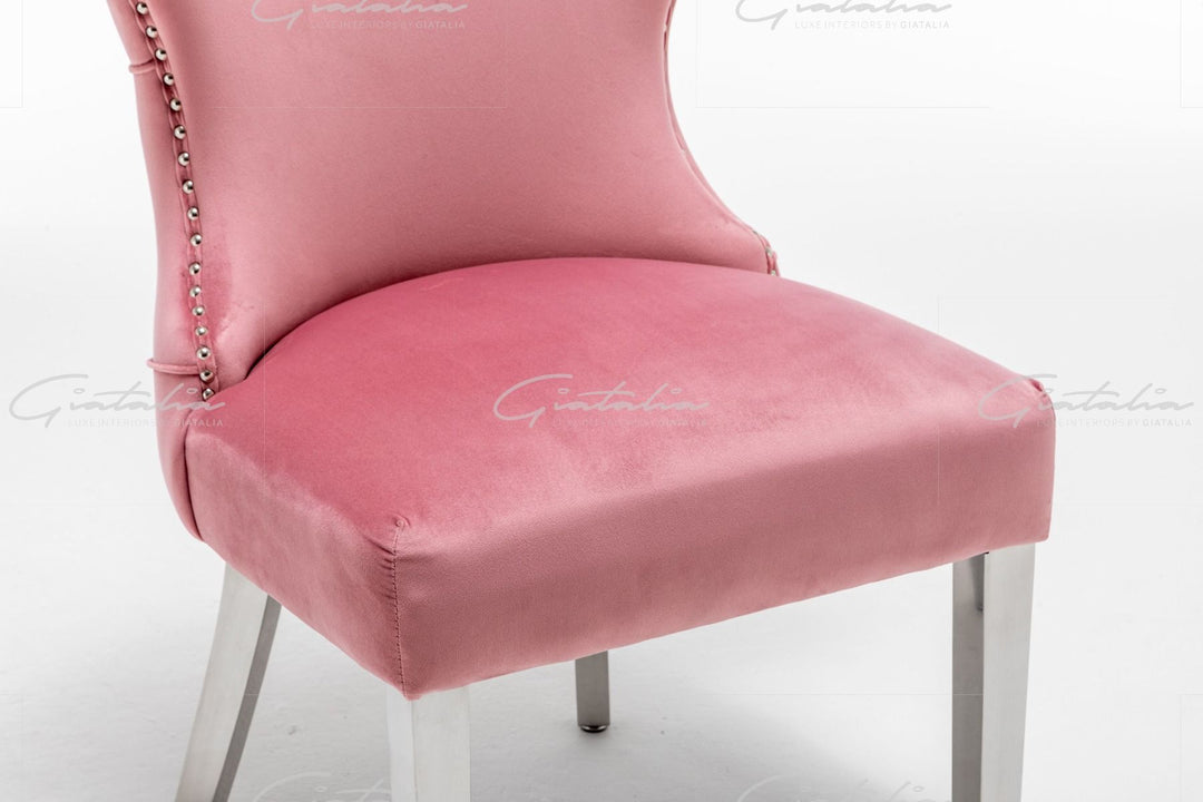Florence Button Back Chair - Blush Pink