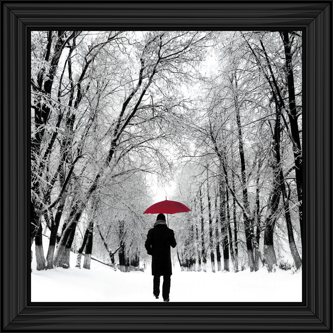FG024 Trees in Winter Red Umbrella
