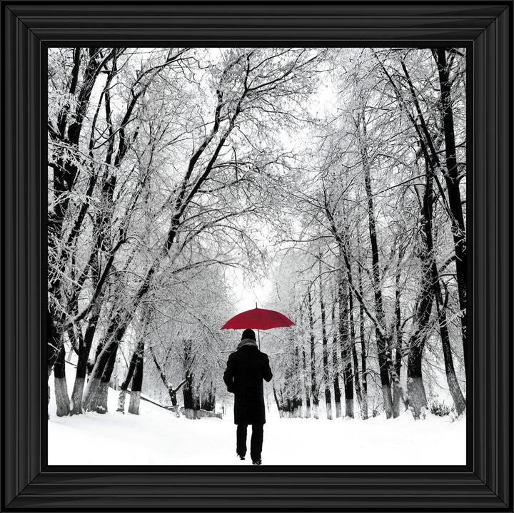 FG024 Trees in Winter Red Umbrella