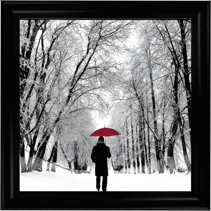 FG024 Trees in Winter Red Umbrella