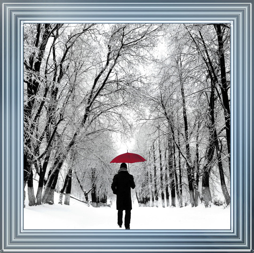 FG024 Trees in Winter Red Umbrella