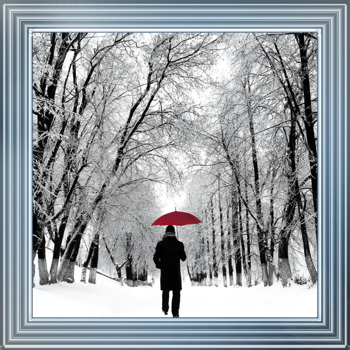 FG024 Trees in Winter Red Umbrella