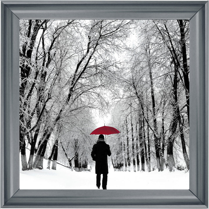 FG024 Trees in Winter Red Umbrella