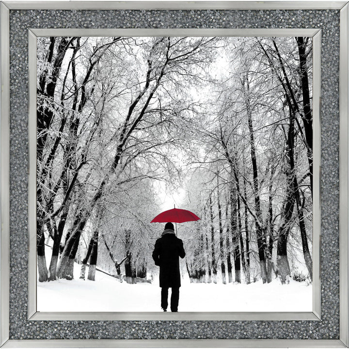 FG024 Trees in Winter Red Umbrella