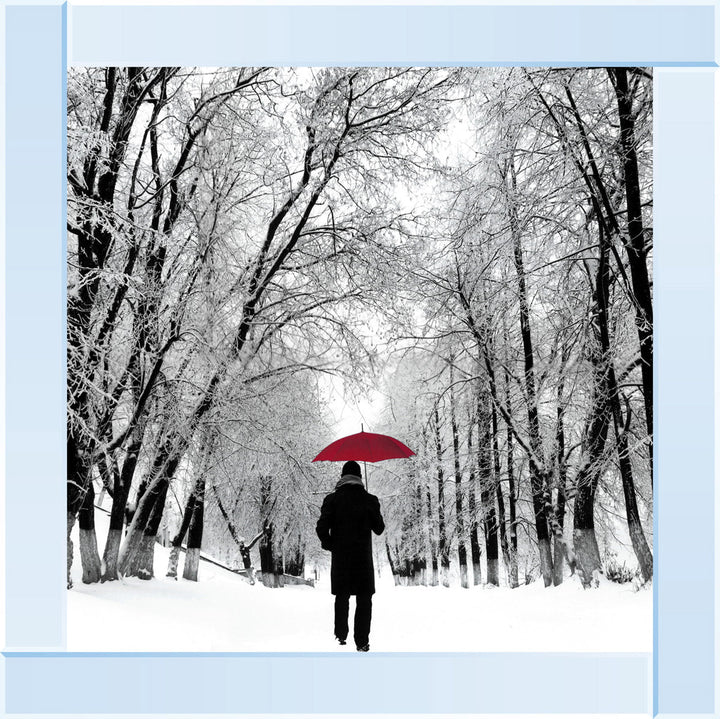 FG024 Trees in Winter Red Umbrella