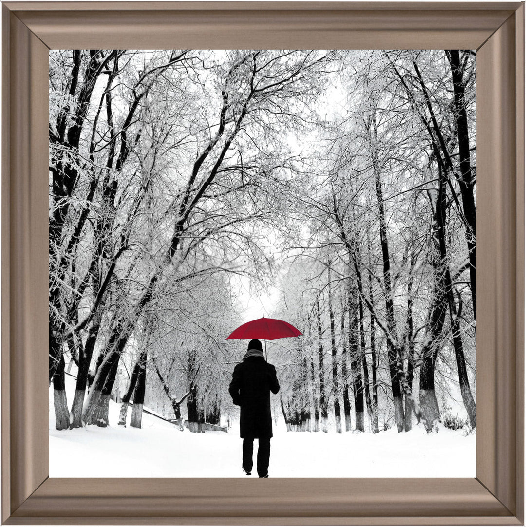 FG024 Trees in Winter Red Umbrella