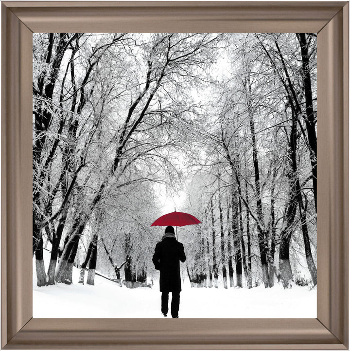 FG024 Trees in Winter Red Umbrella