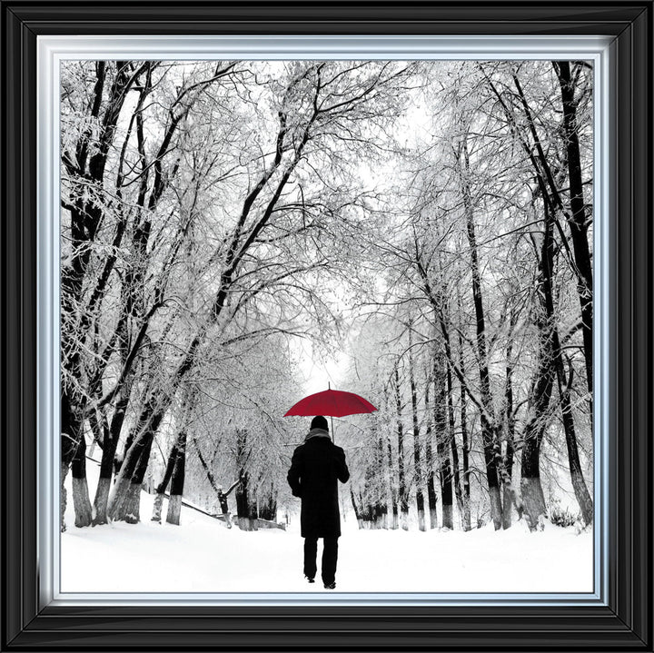 FG024 Trees in Winter Red Umbrella