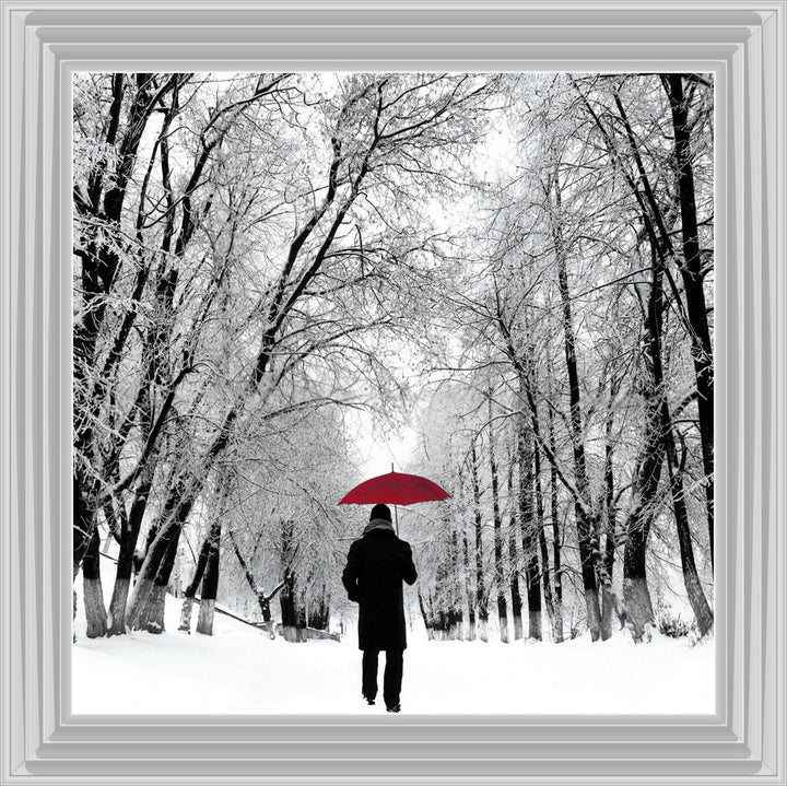 FG024 Trees in Winter Red Umbrella