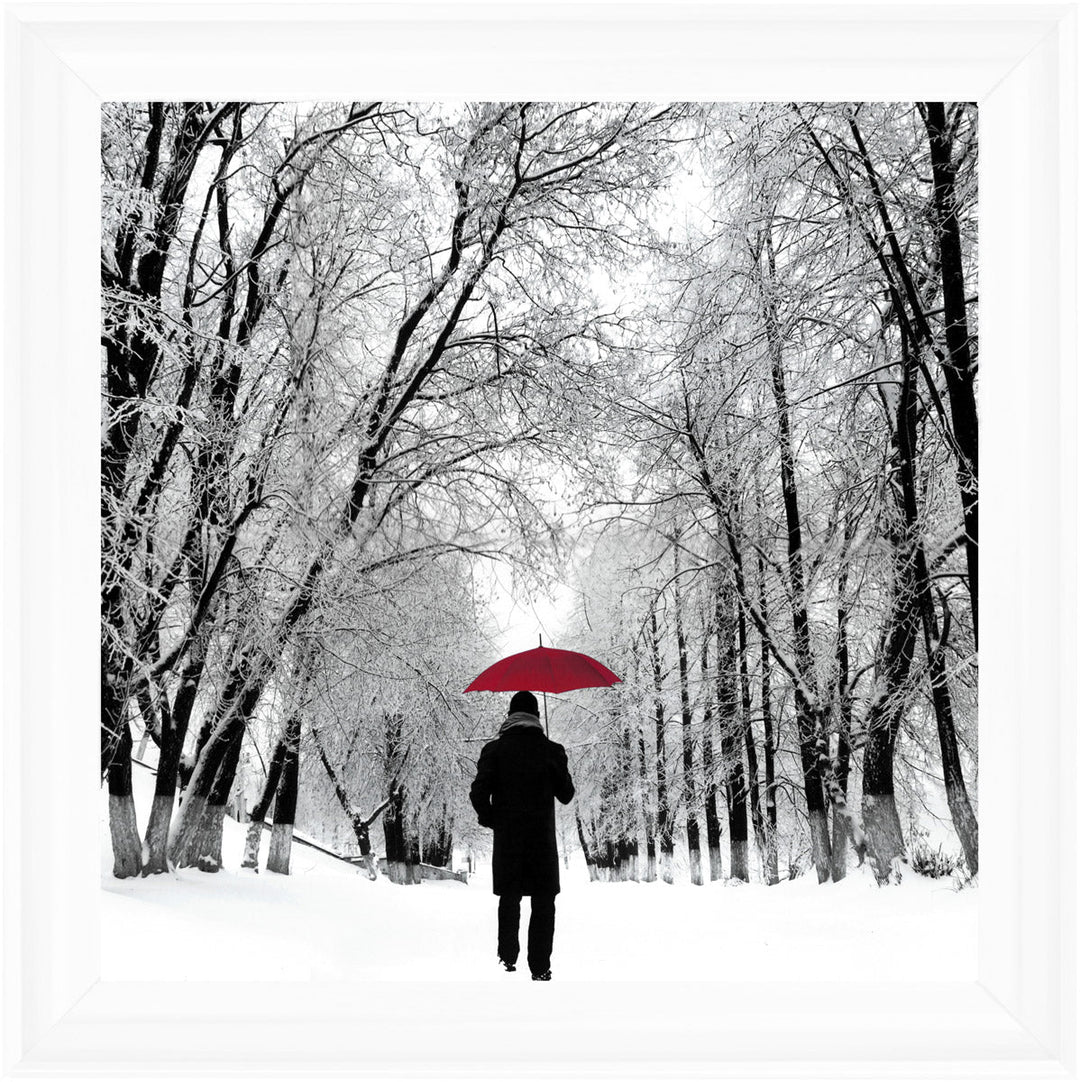 FG024 Trees in Winter Red Umbrella