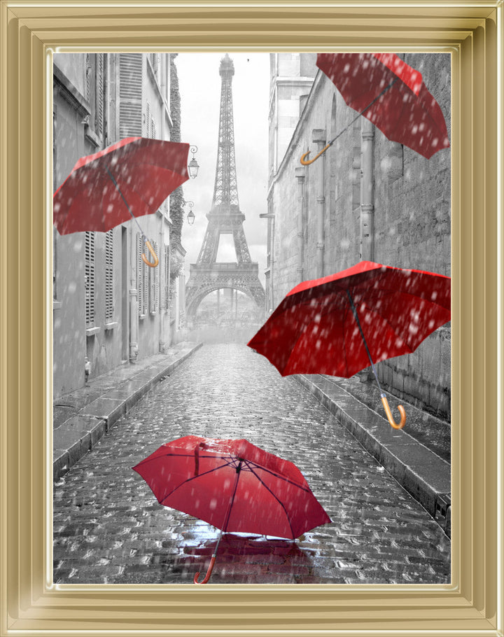 CY010 Parisienne Street Red Umbrellas