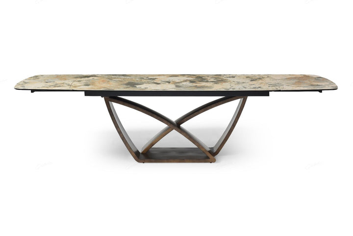 Lavish Extending Dining Table - Matt Ivory & Emerald Vein Italian Ceramic