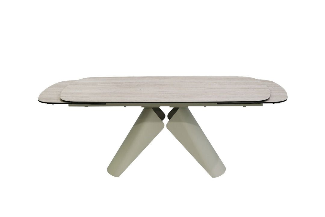 Leoni Extending Table - Champagne & Travertine