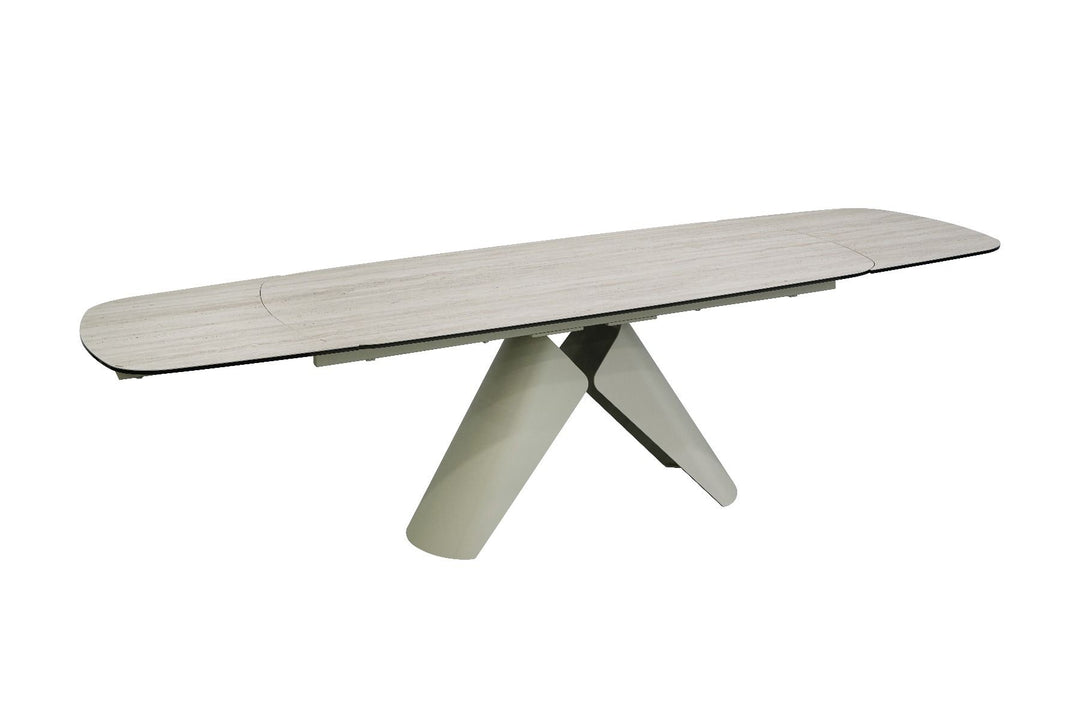 Leoni Extending Table - Champagne & Travertine