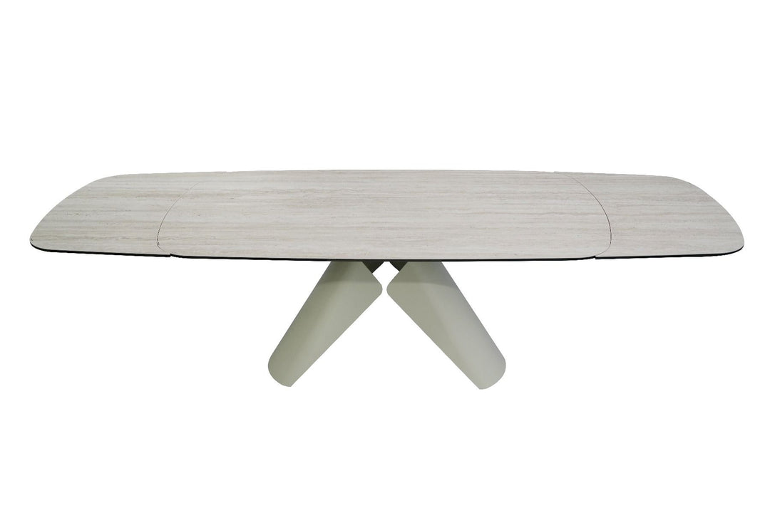 Leoni Extending Table - Champagne & Travertine