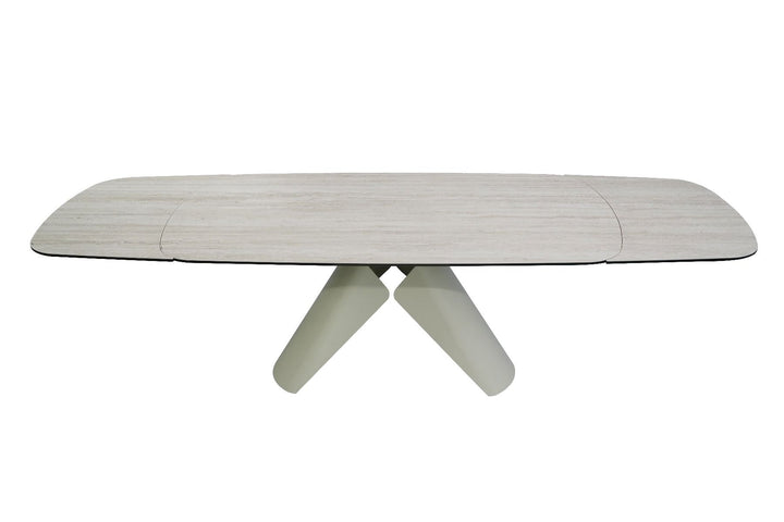 Leoni Extending Table - Champagne & Travertine