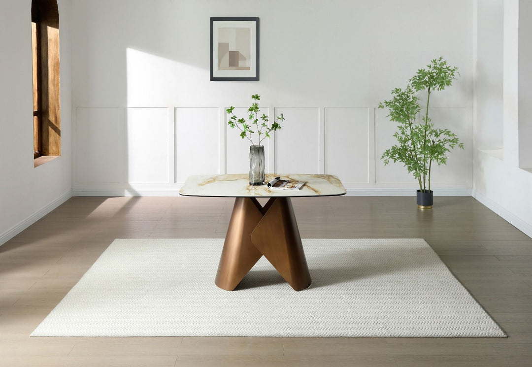 Levente SMALL Table - Brass & White Pandora Classico