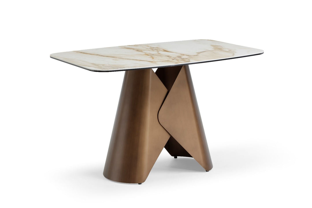 Levente SMALL Table - Brass & White Pandora Classico